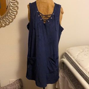 Maurices Navy Lace-Up Shift Dress With Pockets